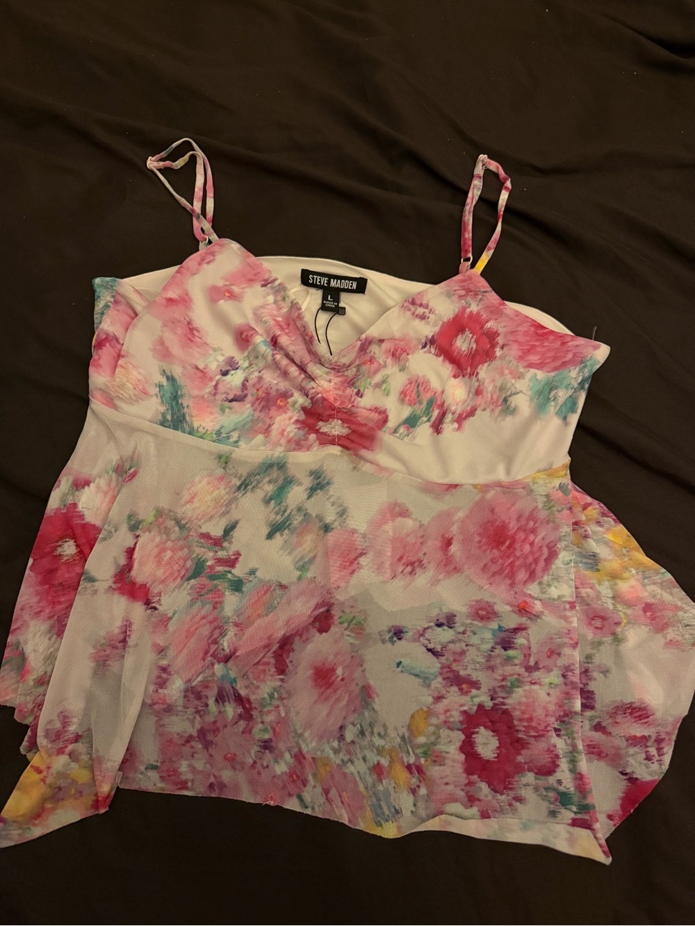 Steve Madden Pink Hydrangea Floral Print Top